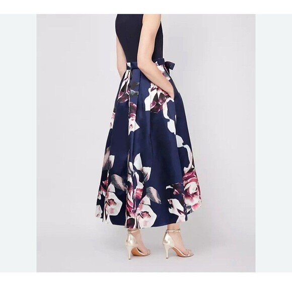 L'Atiste Womens Maxi Low And hight  Floral Skirt Blue Floral  Size M - Picture 2 of 9